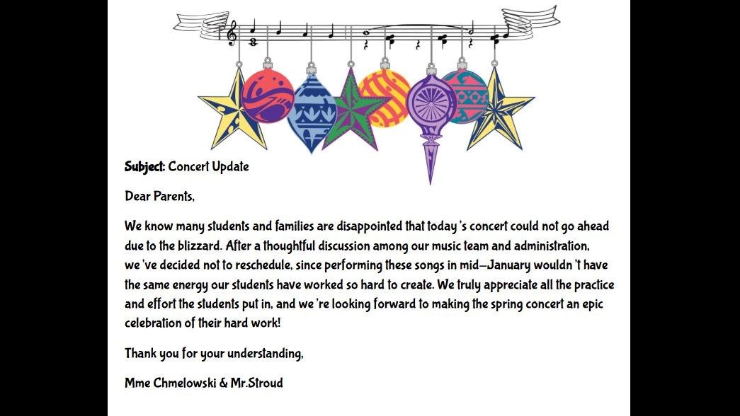 Winter Concert Update