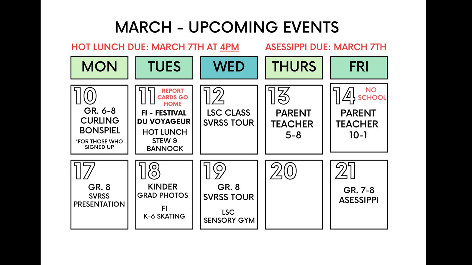 March Upcoming Events