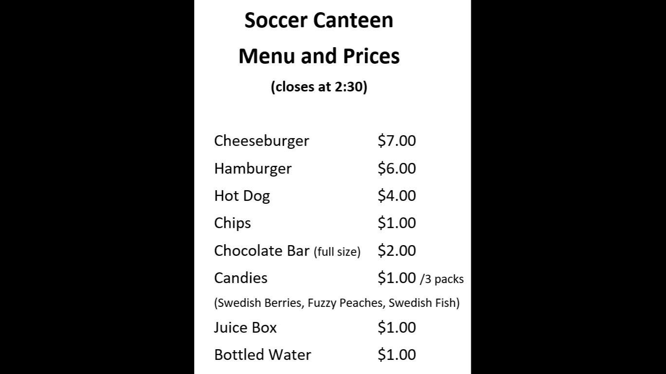 Canteen open Thursday and Friday