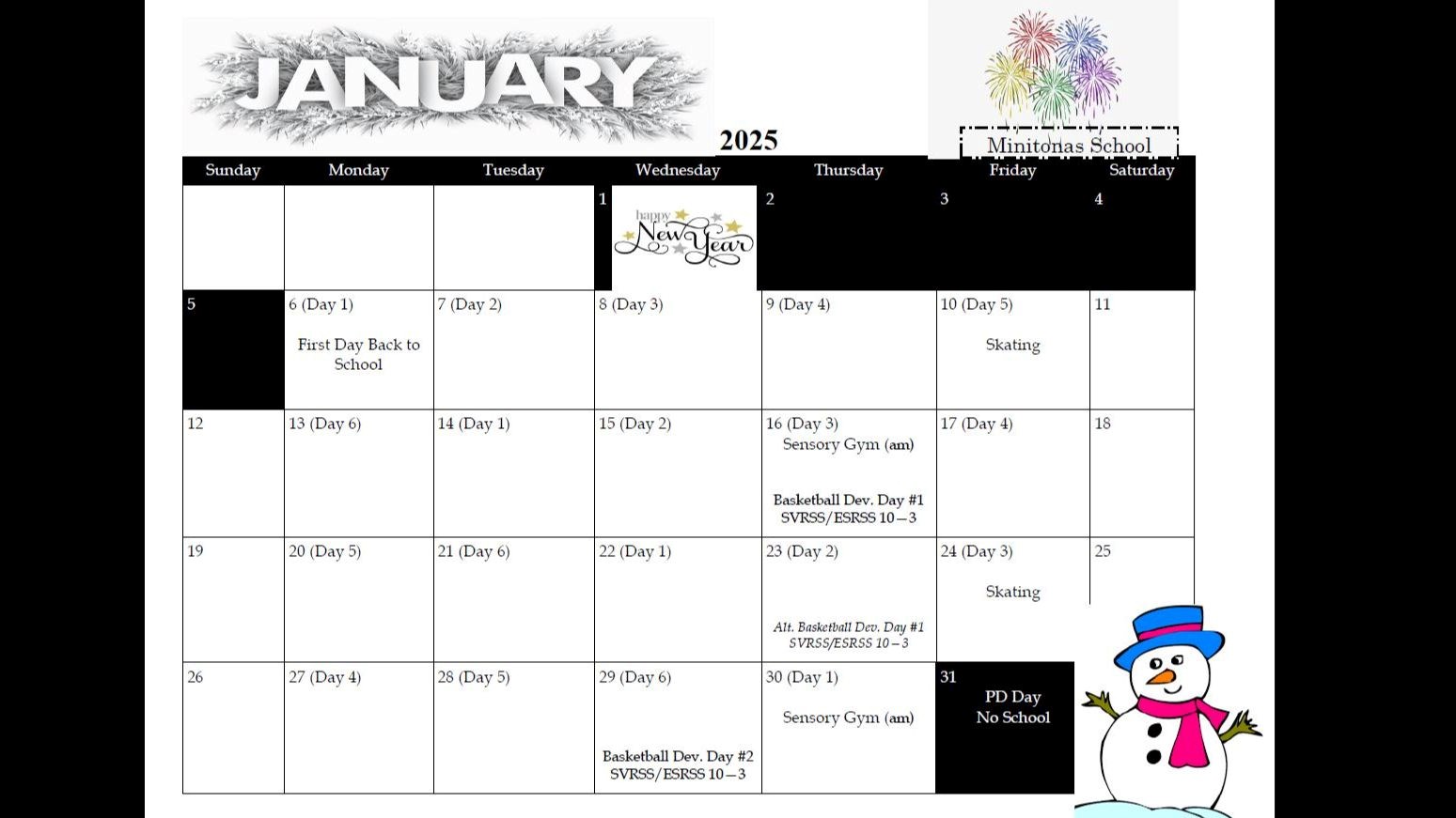 January Calendar